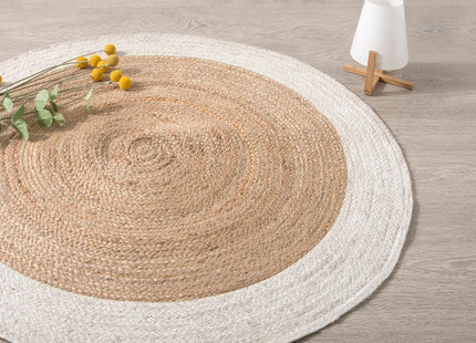 Alfombra D120 con borde blanco en yute - 146295Z