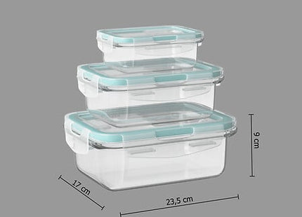 Juego de 3 potes grandes rectangulares de cristal Clipeat - 146512