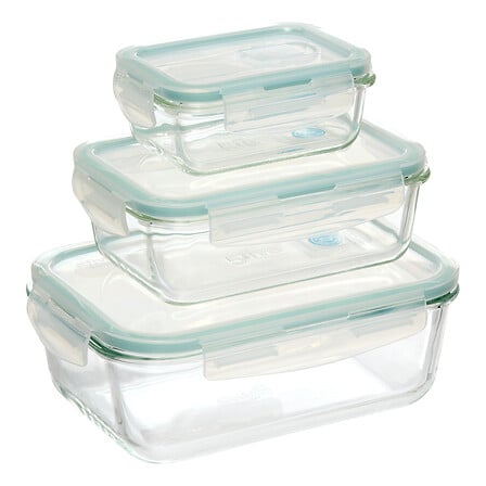 Juego de 3 potes grandes rectangulares de cristal Clipeat - 146512