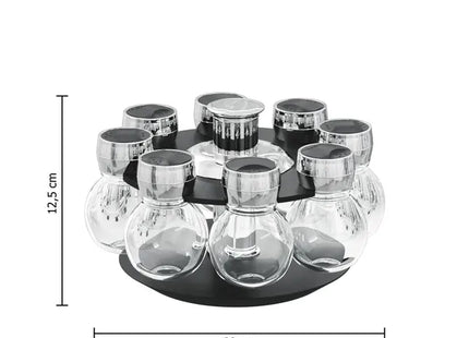 Juego de 8 tarros de cristal para especias + soporte giratorio - 146651