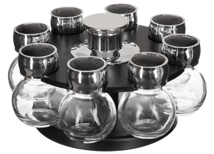 Juego de 8 tarros de cristal para especias + soporte giratorio - 146651