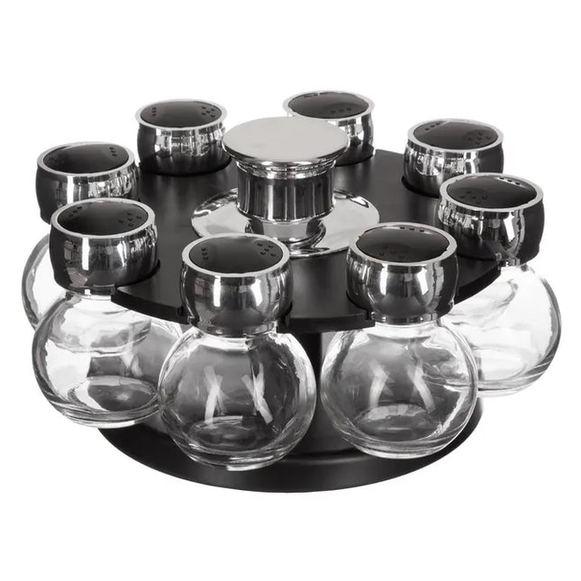Juego de 8 tarros de cristal para especias + soporte giratorio - 146651