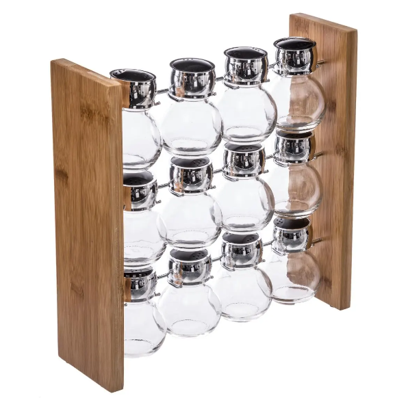 Set de 12 tarros de especias + soporte de bambú - 146666