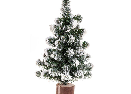 Árbol de mesa artificial flocado blanco sobre base de madera A25cm - 146887