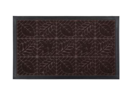 Felpudo de poliéster/goma "Feuille" 45x75cm motivo hojas en marrón - 1473192