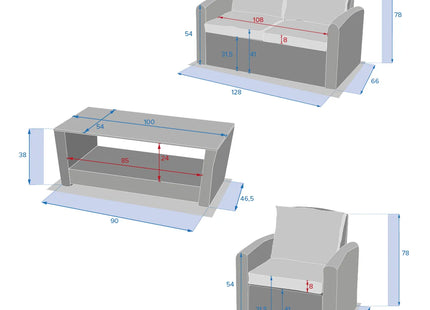 Mueble de jardín “Polynésia” de 4 plazas en aluminio y resina - 149403