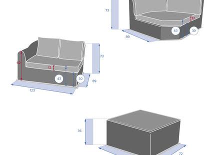 Mueble de jardín esquinero de 5 plazas "Mooréa" savana - 149481