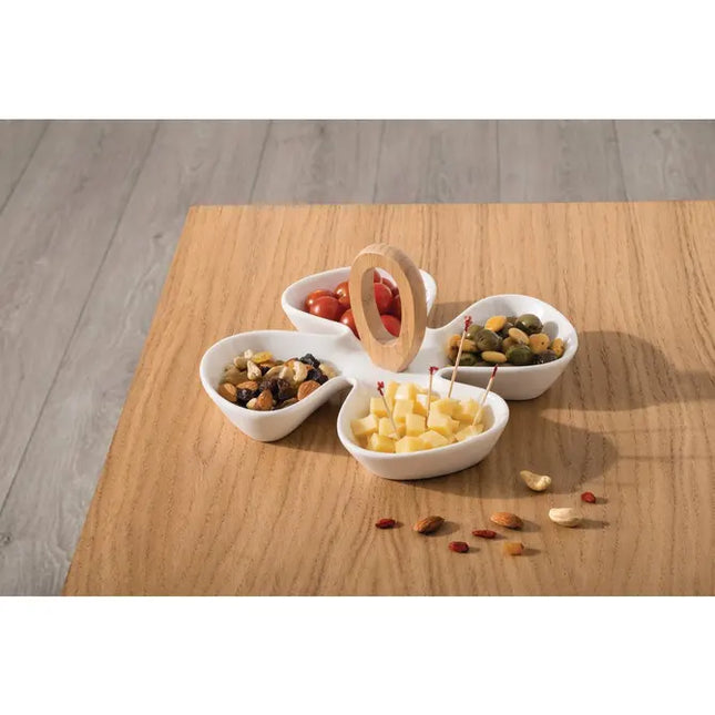 Set de aperitivo de cerámica con mango de bambú - 150088