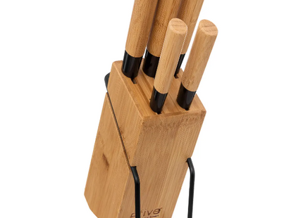 Bloque de 5 cuchillos mango de bambú - 151357