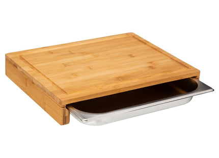 Tabla de cortar de bambú con cajón integrado de acero inoxidable - 151418