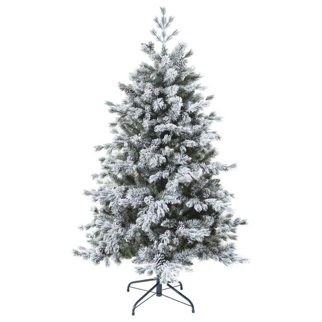 Árbol de Navidad artificial verde nevado flocado calidad premium "Yukon" A180cm - 152716