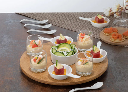 Set de aperitivo giratorio de 14 piezas en bambú, cristal y cerámica - 154223