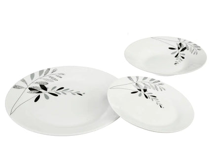 Set de platos decorados en porcelana "Floral" de 18 piezas - 154271