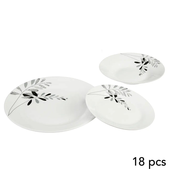 Set de platos decorados en porcelana "Floral" de 18 piezas - 154271