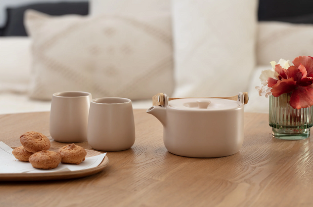 Set de Tetera 50cl con 2 Tazas 20cl en Loza color rosa - 154354F