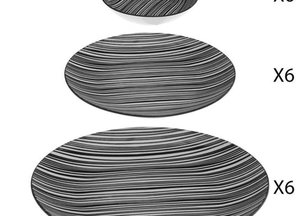 Set de platos de 18 Piezas en porcelana decoración Bohemia Zebra - 154723A