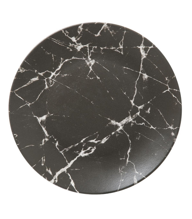 Plato de loza efecto mármol D27 negro  - 154725B