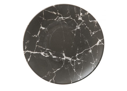 Plato de postre de loza efecto mármol 19cm negro - 154727B