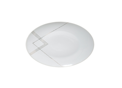 Plato "Hotel" de porcelana blanca y dorada 19cm - 154859