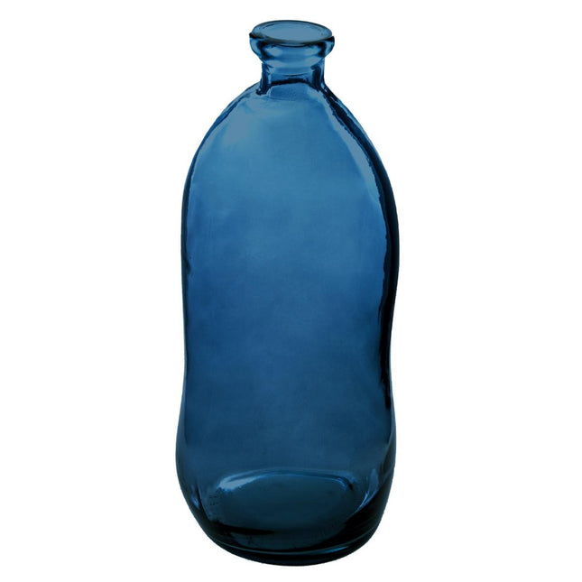Jarrón botella "Uly" de vidrio reciclado A73cm azul tormenta - 155688C