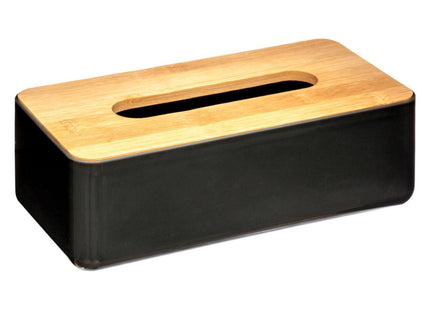 Caja de pañuelos con tapa de bambú negra - 155928C