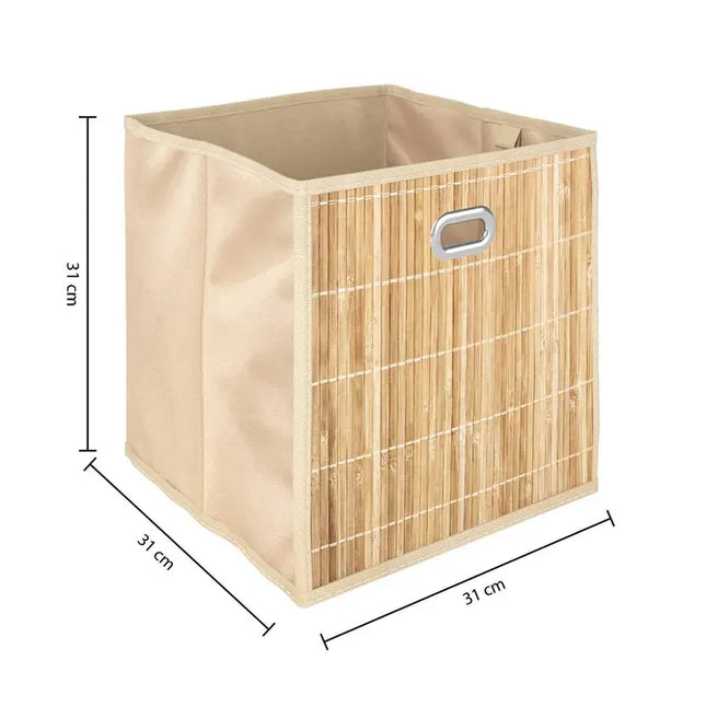Cesta de almacenamiento cuadrada de bambú, 31x31 cm -  155967A