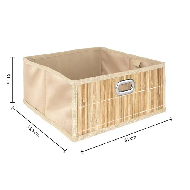 Cesta de almacenamiento cuadrada de bambú, 31x31 cm -  155968A