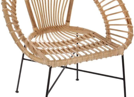 Sillón de metal natural y mimbre 66x65x85 - 156906