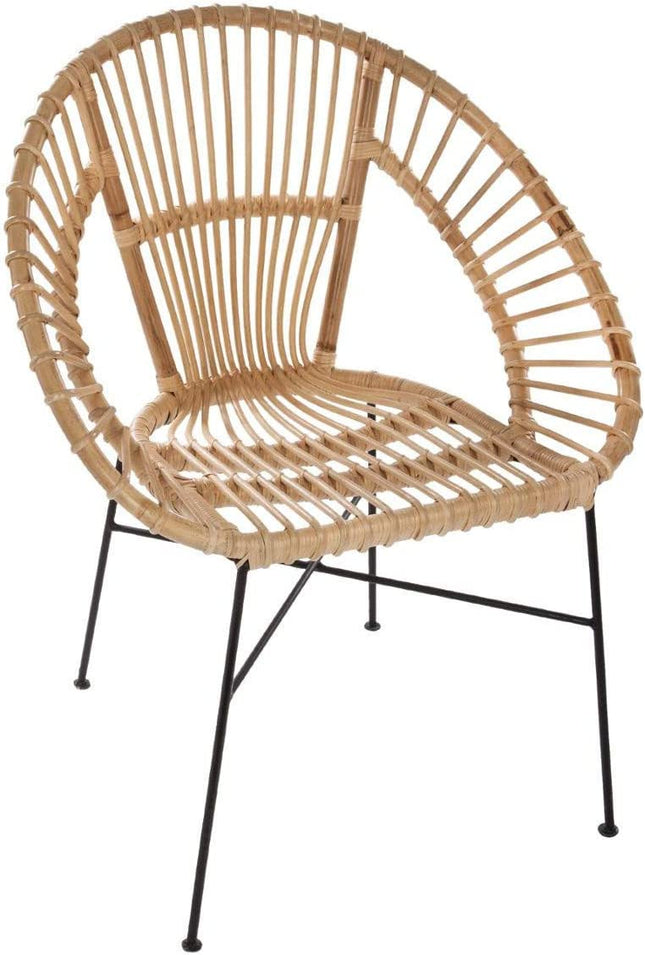 Sillón de metal natural y mimbre 66x65x85 - 156906