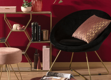 Sillón terciopelo  GOLD EVAN negro - 157066A