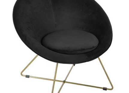 Sillón terciopelo  GOLD EVAN negro - 157066A