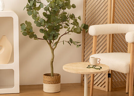 Cesta "Emmett" seagrass yute blanca L - 157101B