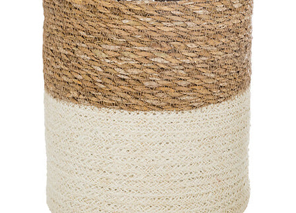 Cesta "Emmett" seagrass yute blanca L - 157101B