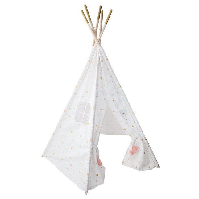 Carpa India A160cm "Tipi" de 5 pies estrellas rosas y plateadas - 158563A