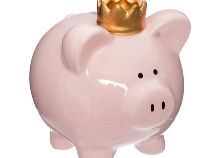 Alcancía infantil "Cerdito" con corona de cerámica - 158753