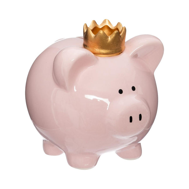 Alcancía infantil "Cerdito" con corona de cerámica - 158753