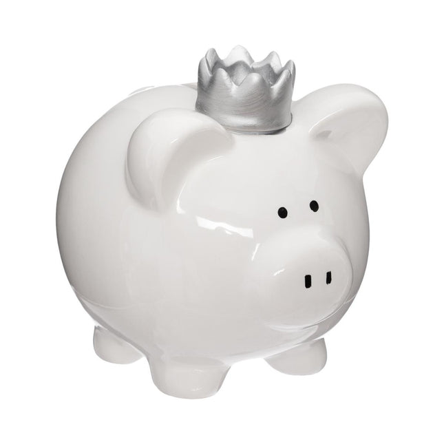 Alcancía infantil "Cerdito" con corona de cerámica - 158753