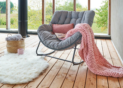 Mecedora tipo huevo "Paopao" gris y grafito en acero tratado - 159872A