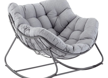 Mecedora tipo huevo "Paopao" gris y grafito en acero tratado - 159872A