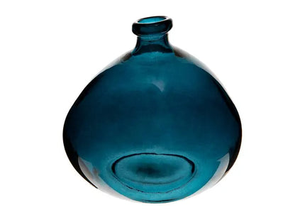 Jarrón de vidrio reciclado redondo D20 azul – 160102C