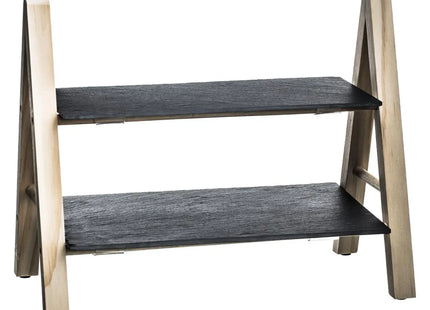 Carrito de servicio de 2 niveles de pizarra y bambú - 160505