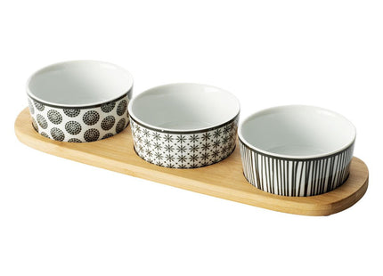 Set de aperitivos de 4 piezas en cerámica y bambú "Bohemia" - 160638