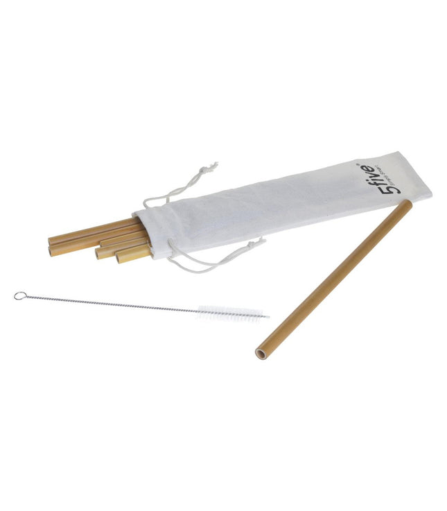 Set de 6 pajitas de bambú, 1 cepillo y 1 bolsa de almacenamiento - 160660