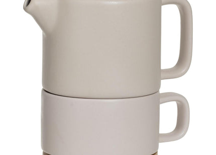 Tetera de cerámica "Solitaire Nature" con taza color rosa - 160724C