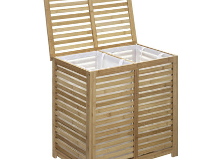 Cesto para la ropa sucia doble de bambú A58cm "SICELA" - 160823A