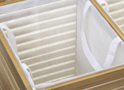 Cesto para la ropa sucia doble de bambú A58cm "SICELA" - 160823A