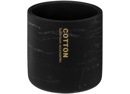 Pote de algodón con aspecto de mármol negro y tapa de bambú "Léa" - 160938B