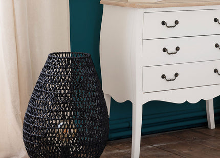 Velador de mesa "Etel" en metal y papel negro  A55cm - 161604A