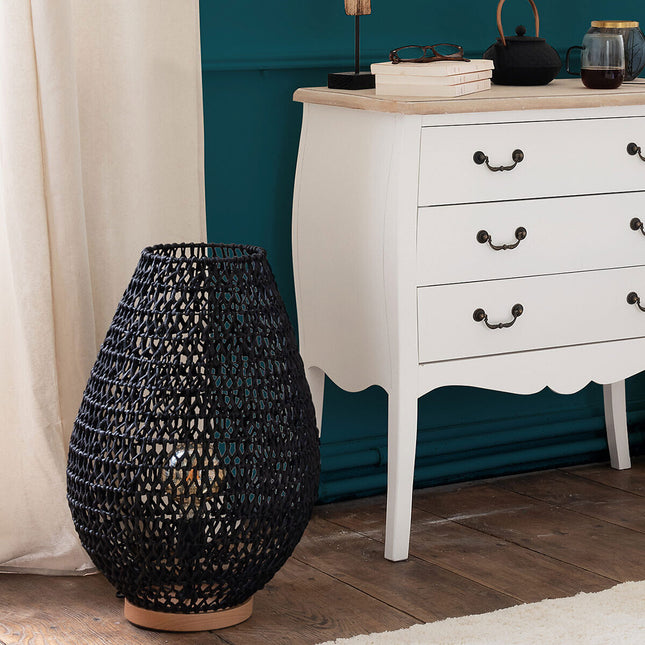 Velador de mesa "Etel" en metal y papel negro  A55cm - 161604A