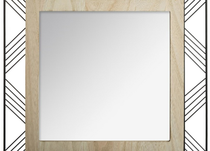 Espejo "Joe" cuadrado de metal y MDF 45x45cm - 162315B